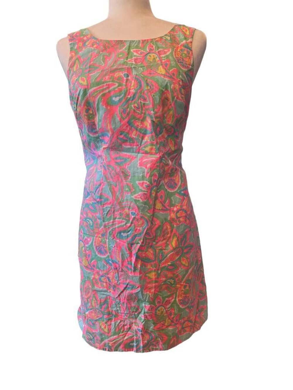 Lilly Pulitzer Neon Paisley floral cotton Shift Dress Size 4